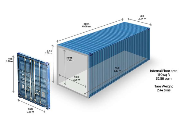 Kích thước nhà container 20 feet