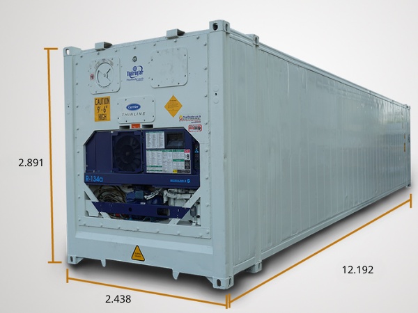 Thông số kỹ thuật và kích thước container lạnh 40 feet